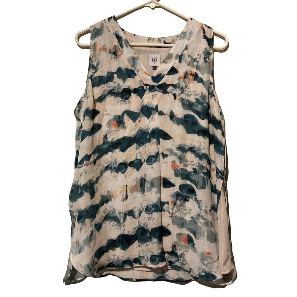 Cabi Sleeveless Tank Top Womens S Lined Split Sides Polyester V-Neck Flowy